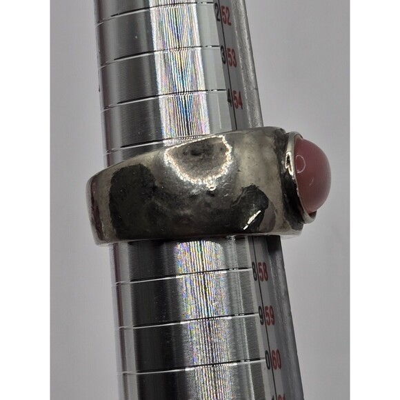 Silvertone Pink Gem Ring Sz 8 - Picture 7 of 10